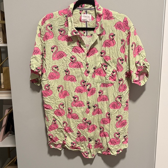 Sovereign Code Flamingo Print Shirt - Pink and Green - Picture 1 of 4
